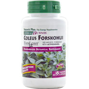 Nature's Plus, Herbal Actives, Coleus Forskohlii, 125 mg, 60 Veggie Caps