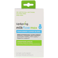 UpSpring, Milkflow Max, Fenugreek Super Blend, 30 Vegetarian Capsules