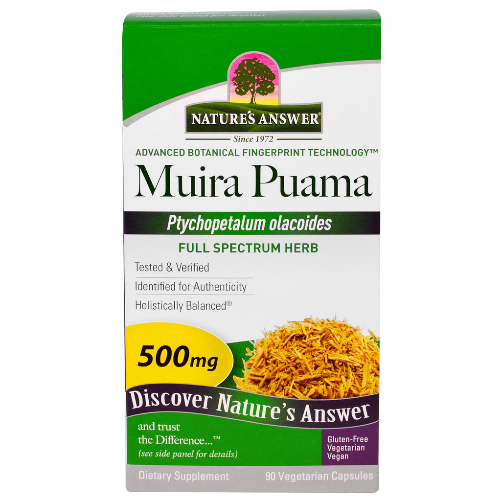 Naturens Answer, Muira Puama, Ptychopetalum Olacoides, 500 mg, 90 vegetariska kapslar