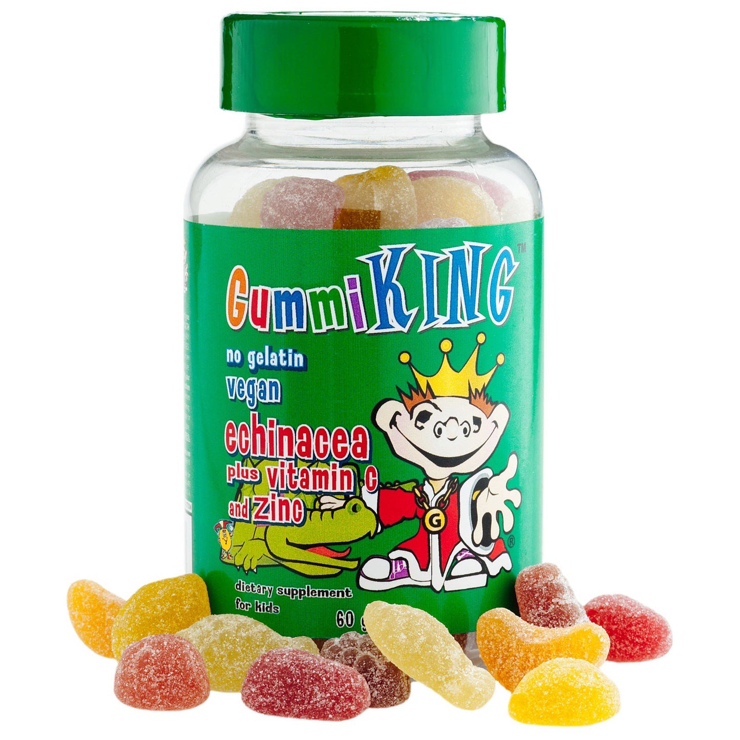 Gummi King, Echinacea più vitamina C e zinco, per bambini, 60 caramelle gommose