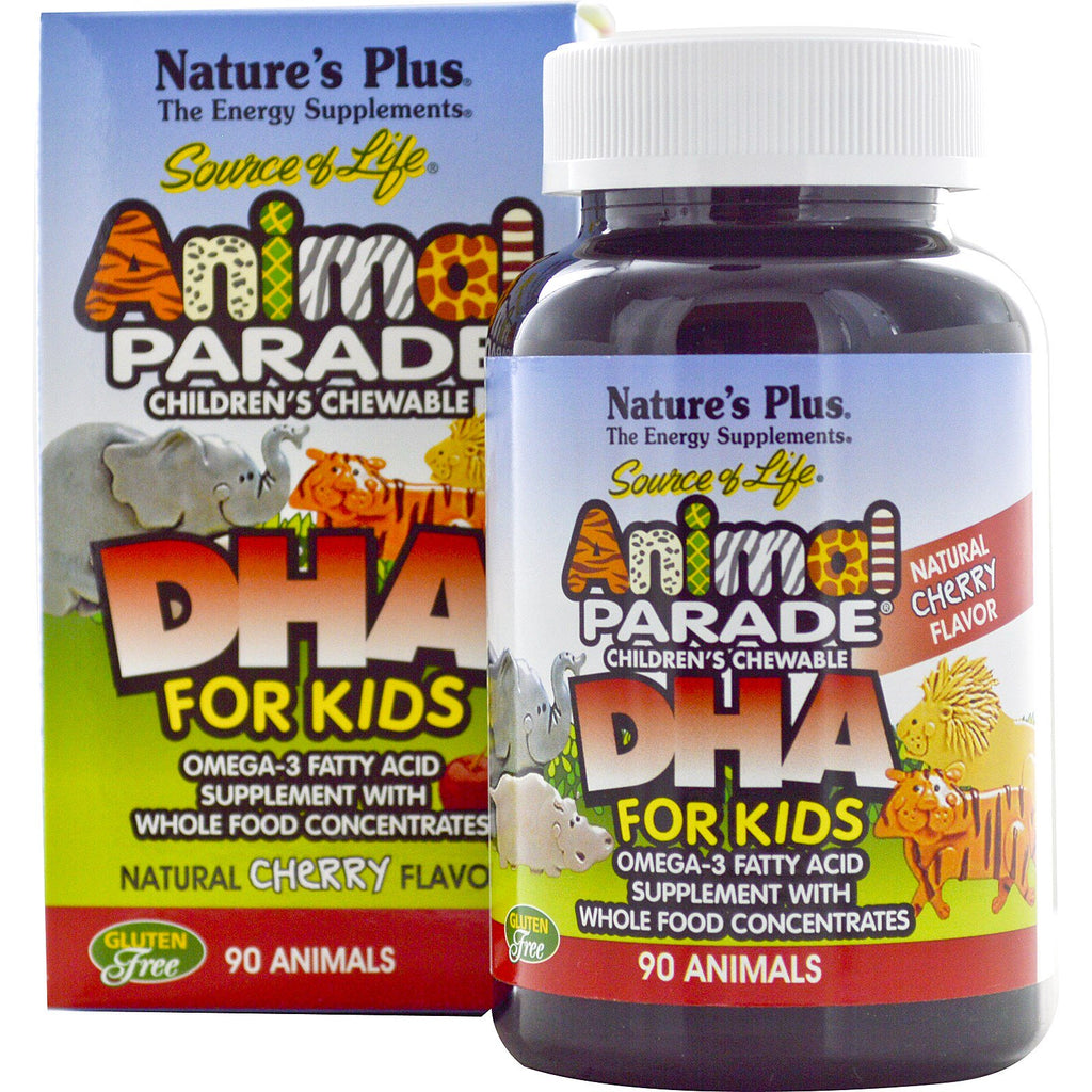 Nature's Plus, Source of Life, DHA for Kids, Animal Parade, Children's Chewable, Natural Cherry Flavor, 90 Animals