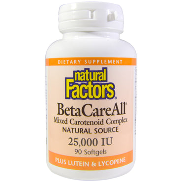 Natural Factors, BetaCareAll, 25 000 UI, 90 cápsulas blandas