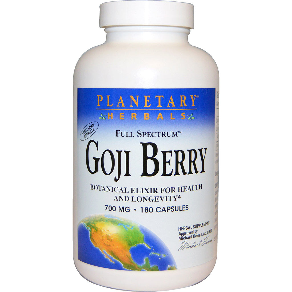 Planetary Herbals, boabe de Goji cu spectru complet, 700 mg, 180 capsule