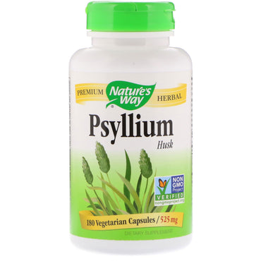 Nature's Way, Psyllium Husk, 525 mg, 180 vegetariske kapsler
