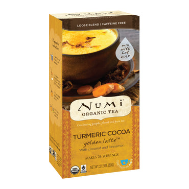 Numi-thee, thee, losse thee, kurkumacacao, Golden Latte, cafeïnevrij, 2.12 oz (60 g)
