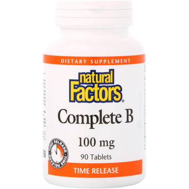 Naturlige faktorer, komplet B, 100 mg, 90 tabletter