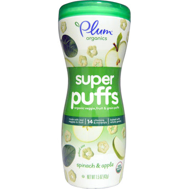 Plum s Super Puffs פחזניות פירות ודגנים ירקות תרד ותפוח 1.5 אונקיות (42 גרם)