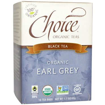 Choice  Teas, Black Tea, , Earl Grey, 16 Tea Bags, 1.1 oz (32 g)