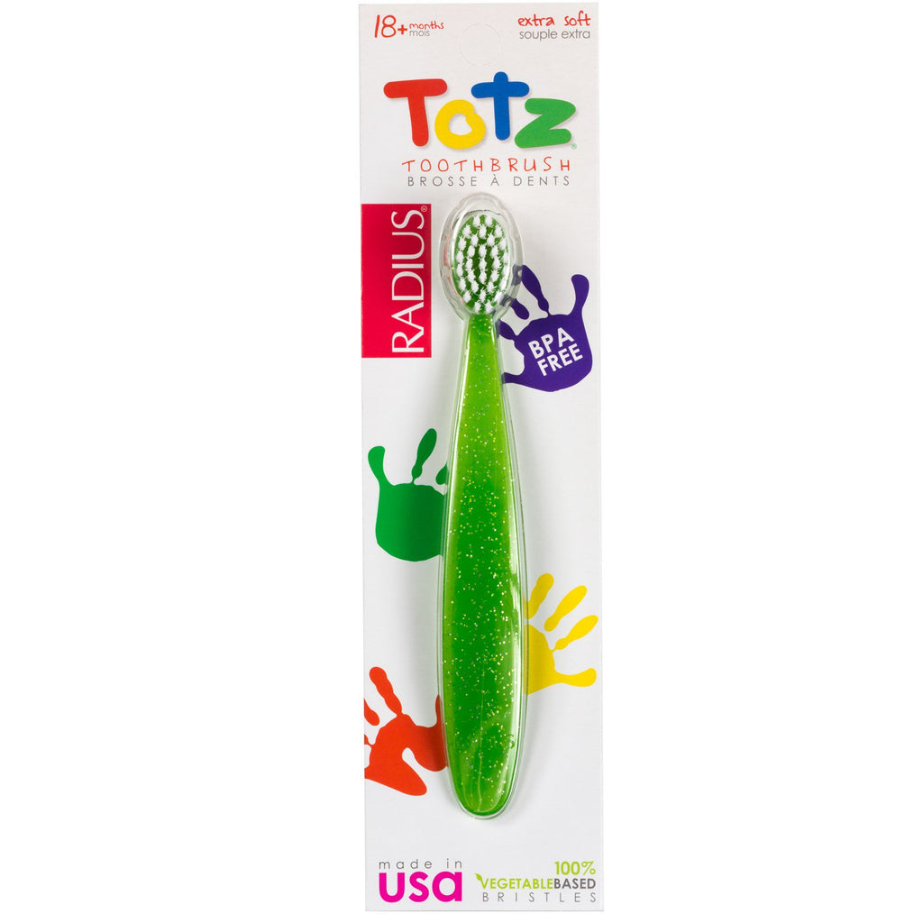 RADIUS, Totz Toothbrush, 18 + Months, Extra Soft, Green Sparkle