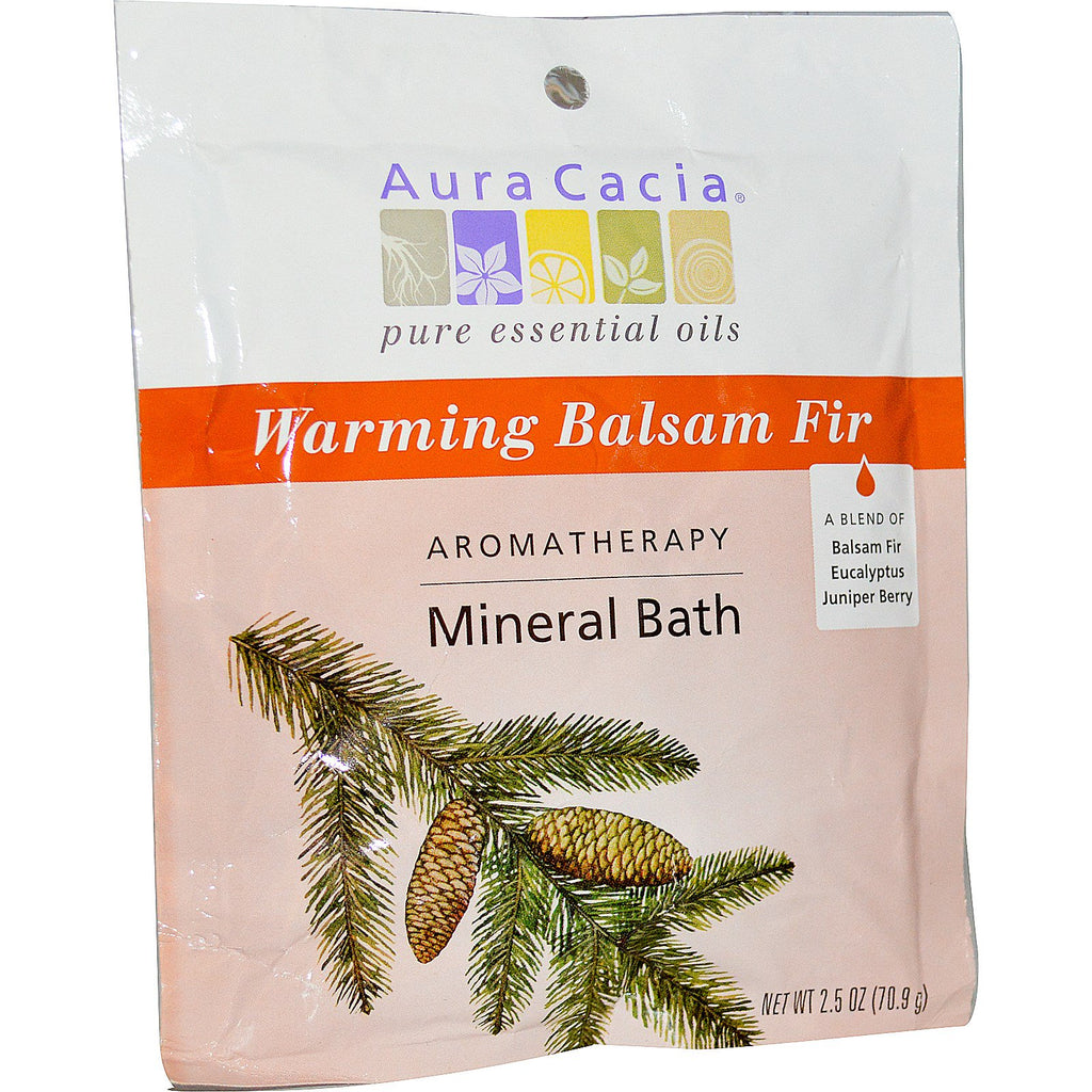 Aura Cacia, aromaterapi mineralbad, varmende balsamgran, 2,5 oz (70,9 g)