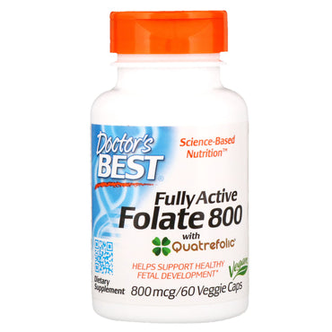 Doctor's Best, Folato totalmente activo 800, 800 mcg, 60 cápsulas vegetales