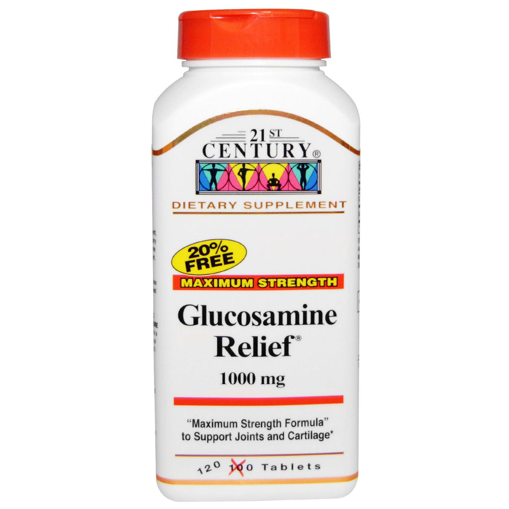 21st Century, Glucosamin Relief, Maksimal styrke, 1.000 mg, 120 tabletter