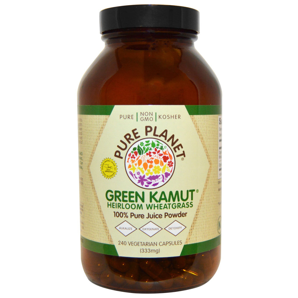 Pure Planet, Green Kamut, herbe de blé ancestrale, 240 gélules végétariennes