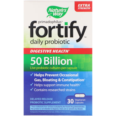 Nature's Way, Primadophilus, Fortify, Daily Probiotic, Extra Strength, 30 Vegetarian Capsules