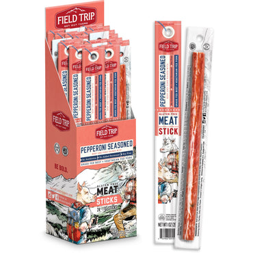 Field Trip Jerky, Beef and Pork Meat Sticks, Pepperoni Seasoned, 24 Sticks, 1 oz (28 g) Each