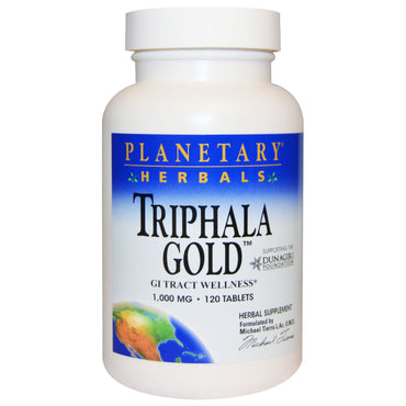 Planetariske urter, Triphala Gold, GI Tract Wellness, 1000 mg, 120 tabletter