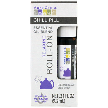 Aura Cacia, Essential Oil Blend, Relaxing Roll-On, Chill Pill, .31 fl oz (9.2 ml)