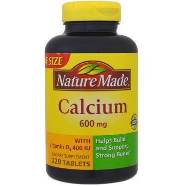 Nature Made, Calcio, 600 mg, 220 tabletas