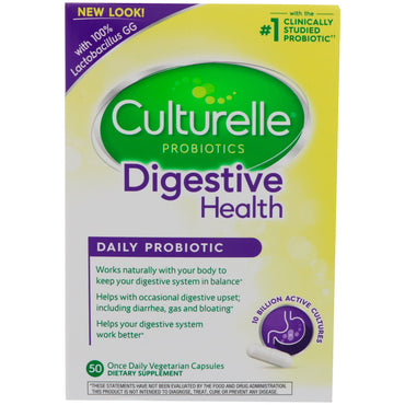Culturelle, Salud digestiva, Probiótico diario, 50 cápsulas vegetarianas una vez al día