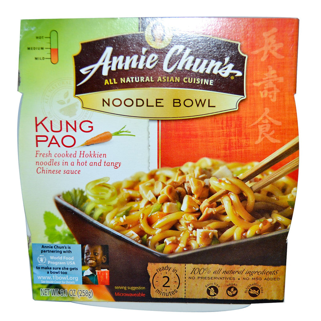 Annie Chun's, castron cu tăiței, Kung Pao, mediu, 9,1 oz (258 g)