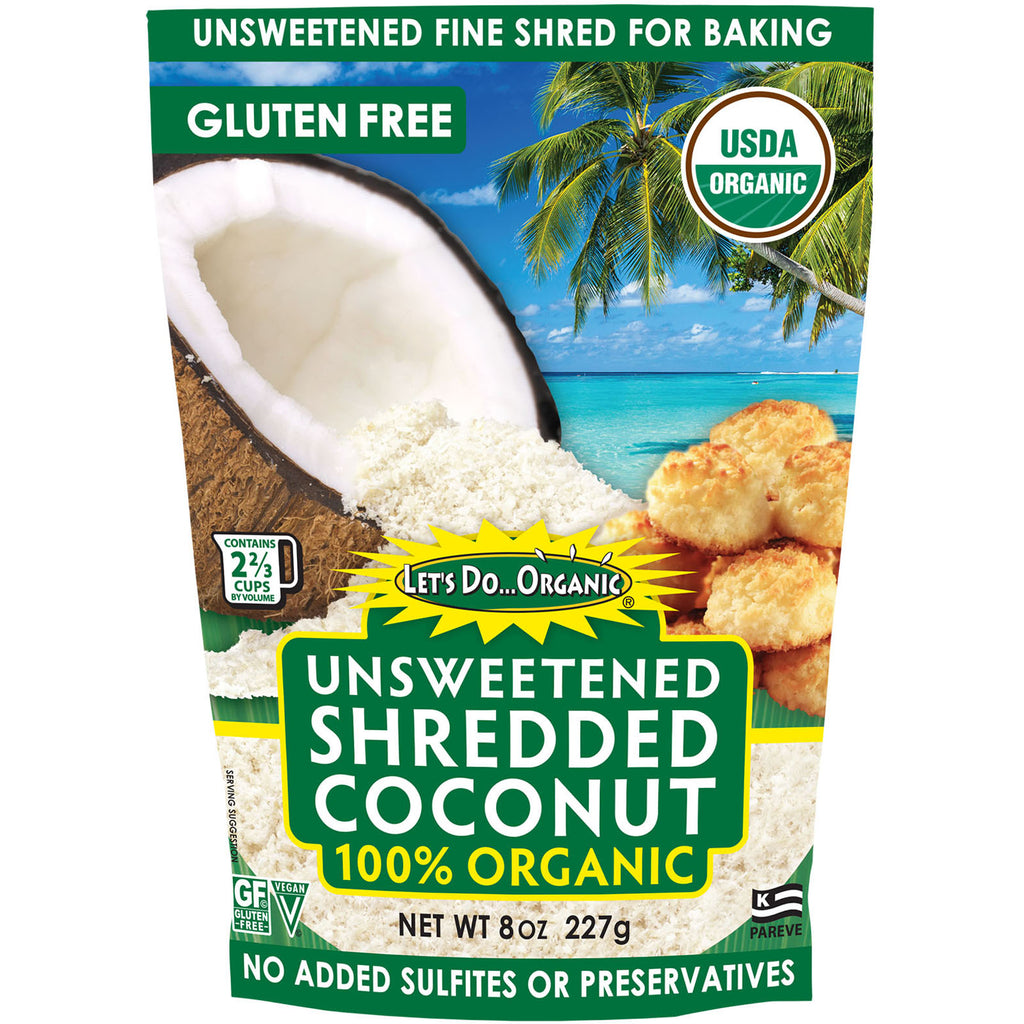 Edward & Sons, Let's Do , 100%  Unsweetened Shredded Coconut, 8 oz (227 g)