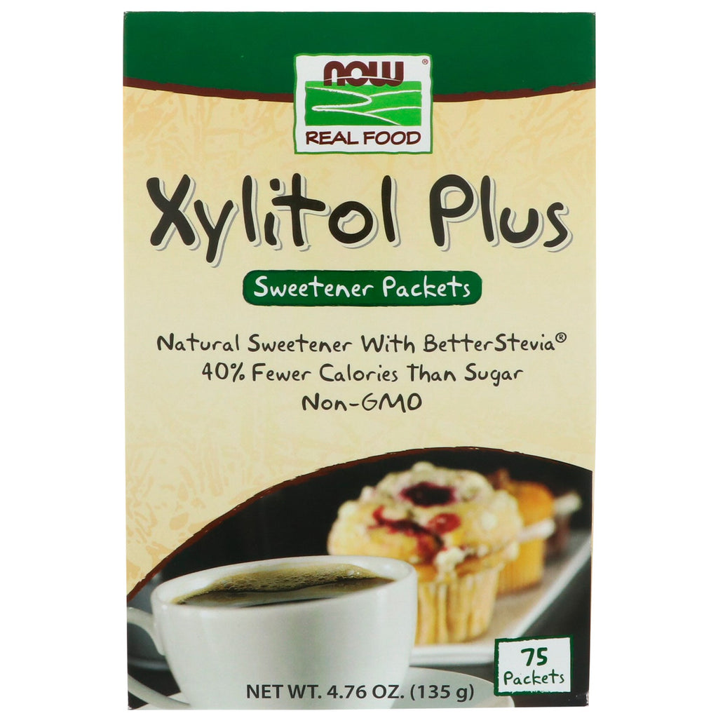 Now Foods, Xylitol Plus, 75 חבילות, 4.76 אונקיות (135 גרם)