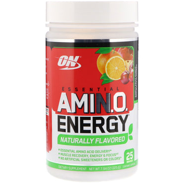 Optimal ernæring, essentiel aminoenergi, Simply Fruit Punch, 7,94 oz (225 g)
