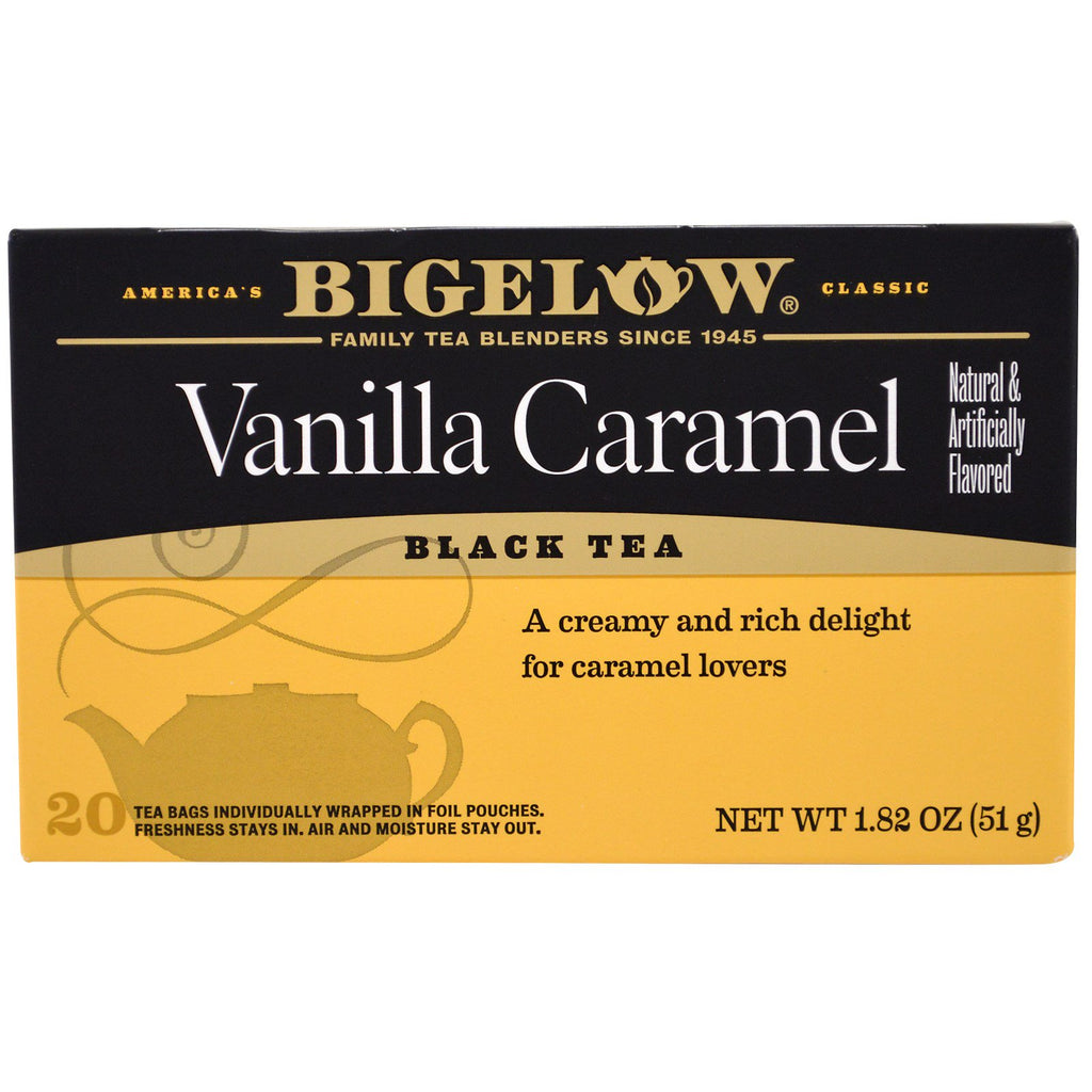 Bigelow, الشاي الأسود، الفانيليا والكراميل، 20 كيس شاي، 1.82 أونصة (51 جم)