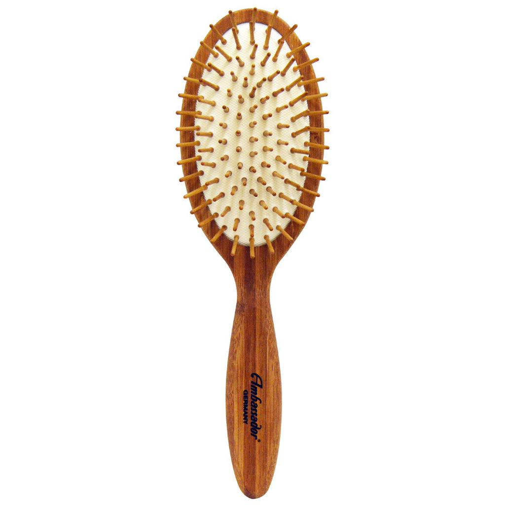 Cepillos Fuchs, cepillos para el cabello Ambassador, bambú, alfileres grandes ovalados/de madera, 1 cepillo