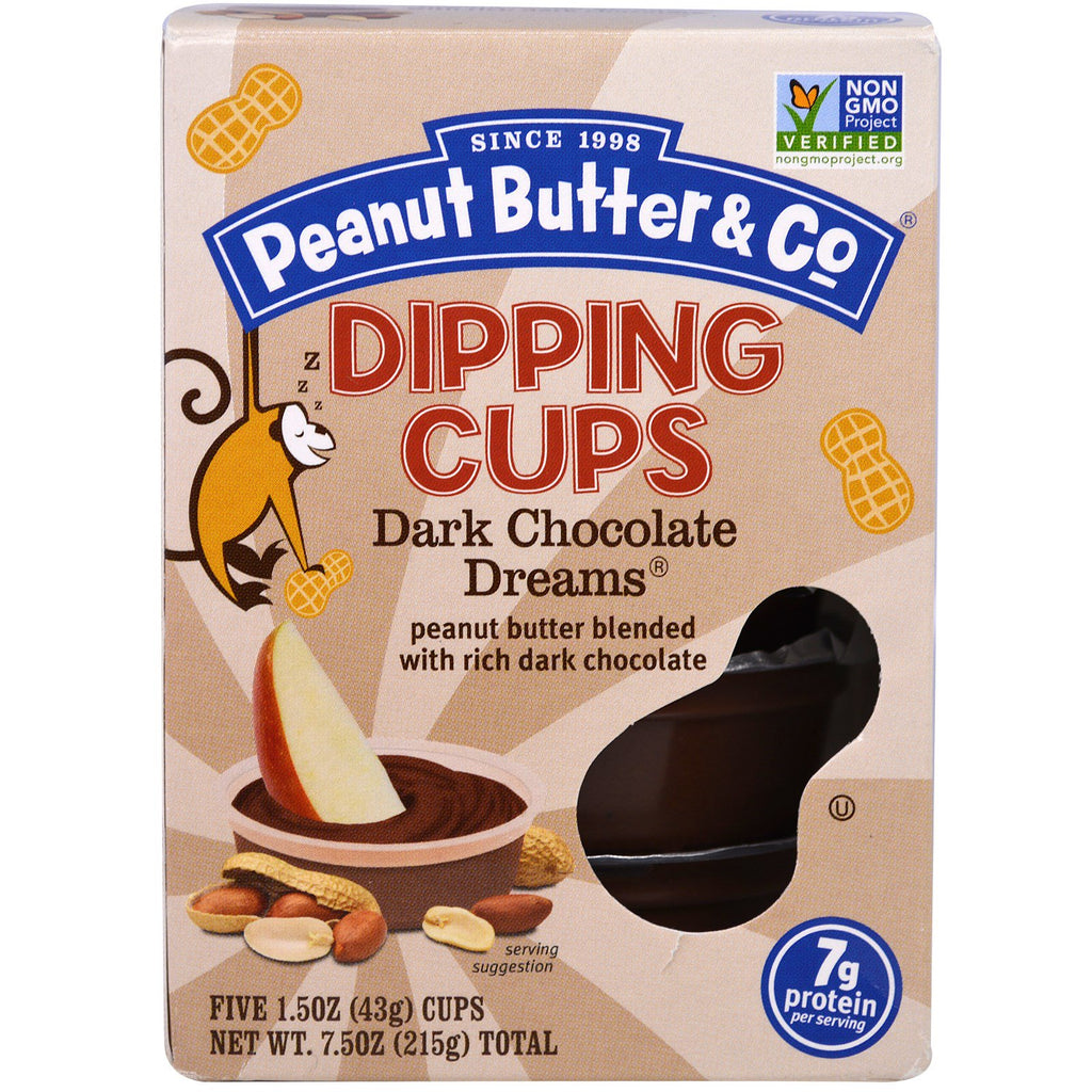 Peanut Butter &amp; Co., Tasses à tremper, Rêves de chocolat noir, 5 tasses, 1,05 oz (43 g) chacune