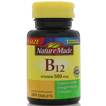 Nature Made, Vitamina B12, 500 mcg, 200 comprimidos