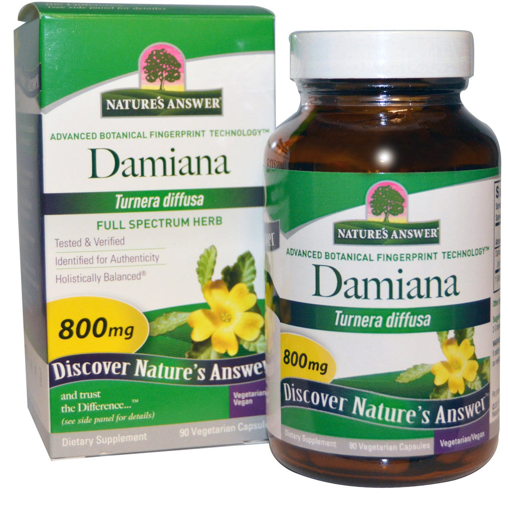 Naturens svar, Damiana Leaf, 800 mg, 90 vegetariske kapsler