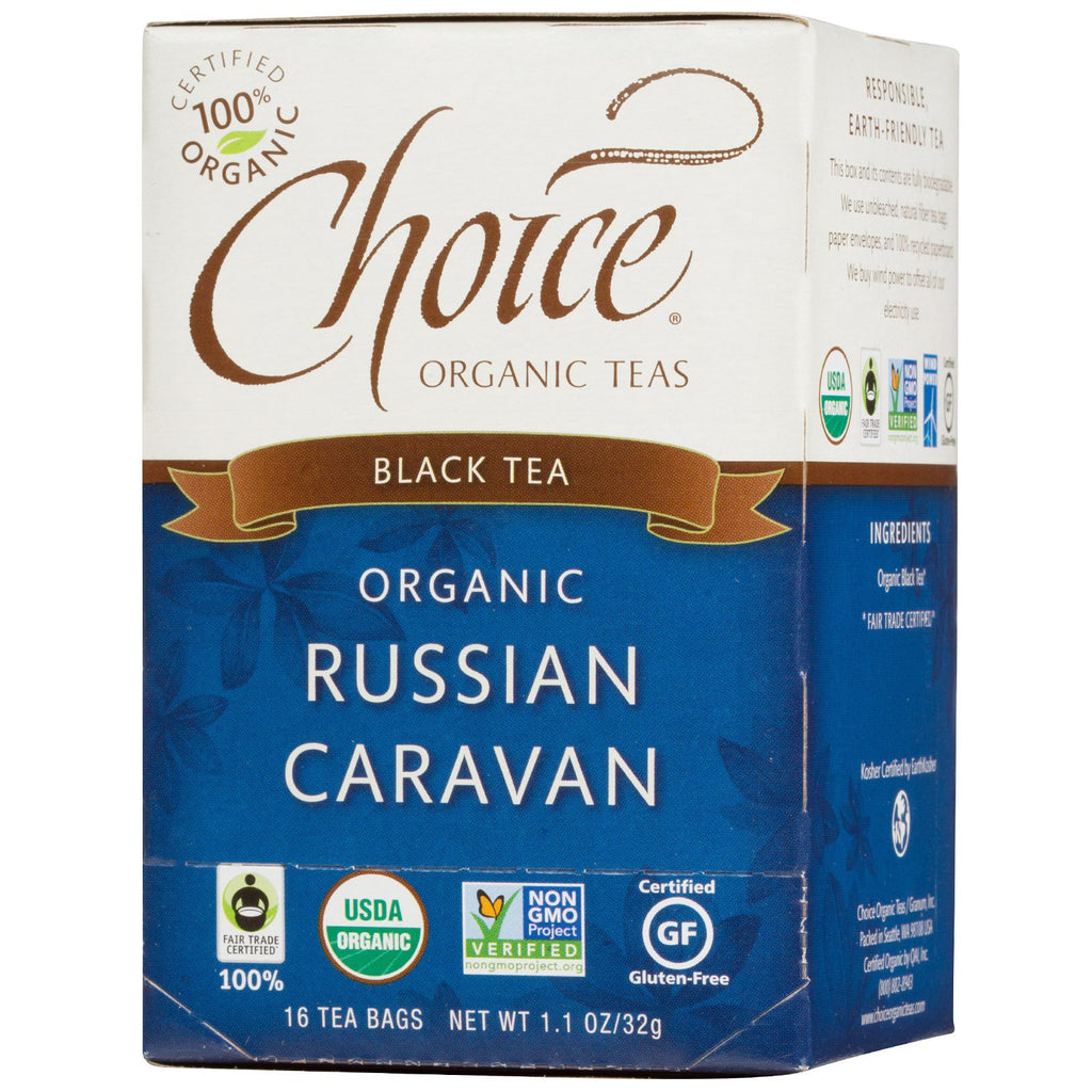 Choice-teer, svart te, , rysk husvagn, 16 tepåsar, 1,1 oz (32 g)