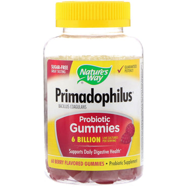 Nature's Way, Primadophilus Probiotic Gummies, Berry Flavored, 60 Gummies