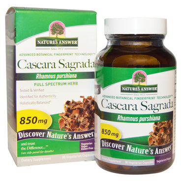 Nature's Answer, Cascara Sagrada, herbe à spectre complet, 850 mg, 90 capsules végétariennes