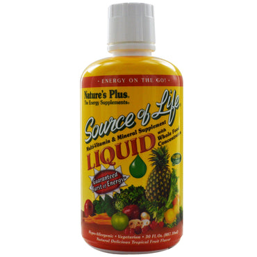Nature's Plus, Source of Life, Liquid Multi-Vitamin & Mineral Supplement, Tropical Fruit Flavor, 30 fl oz (887.10 ml)