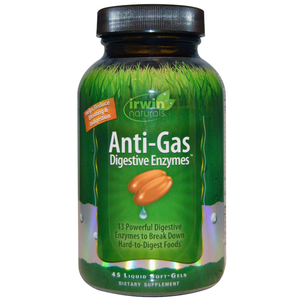 Irwin naturals, enzymes digestives anti-gaz, 45 gélules liquides