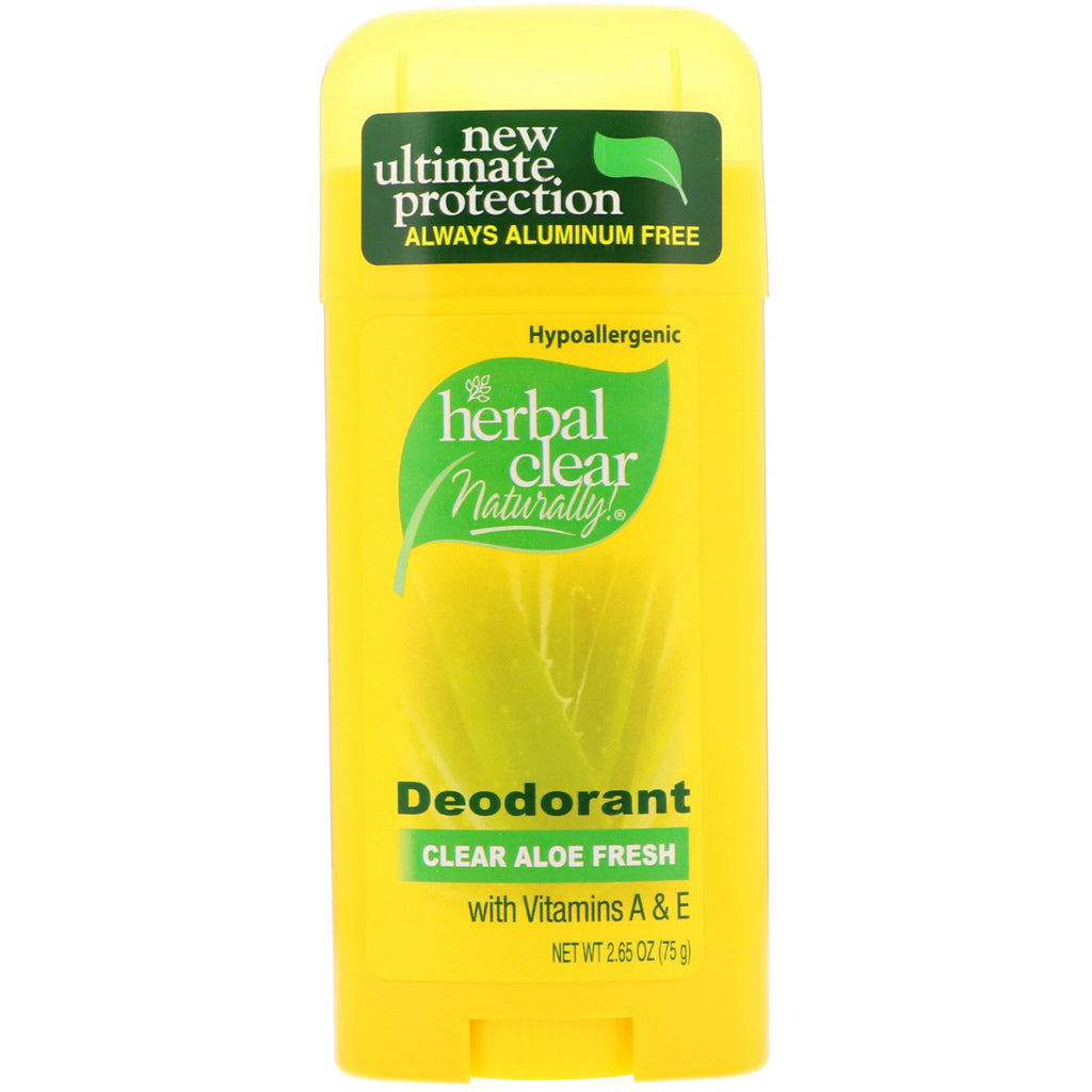 21st Century, Herbal Clear Naturally!, Deodorant, Clear Aloe Fresh, 2.65 oz (75 g)
