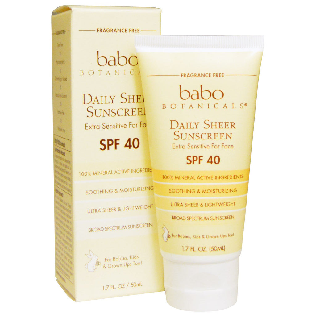 Babo Botanicals 40 SPF Daily Sheer For Face Crème solaire 1,7 fl oz (50 ml)