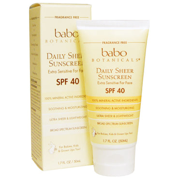 Babo Botanicals 40 SPF Daily Sheer For Face Sunscreen 1,7 fl oz (50 ml)