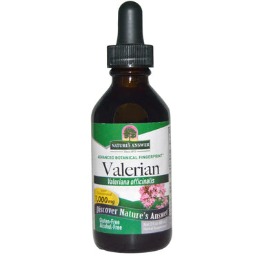 Nature's Answer, Valeriana, Sin alcohol, 1000 mg, 2 fl oz (60 ml)