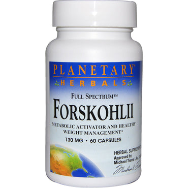 Planetary Herbals, Forskohlii, espectro completo, 130 mg, 60 cápsulas
