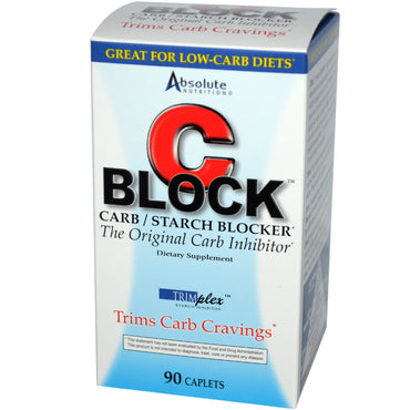 Nutrição absoluta, bloco c, bloqueador de carboidratos / amido, 90 cápsulas