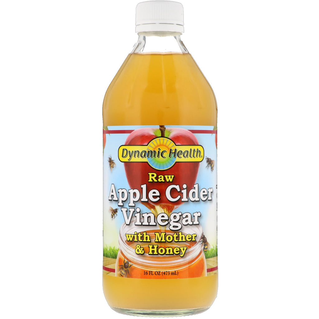 Dynamic Health Laboratories, น้ำส้มสายชูหมักแอปเปิ้ลดิบพร้อมมาเธอร์และน้ำผึ้ง, 16 ออนซ์ (473 มล.)