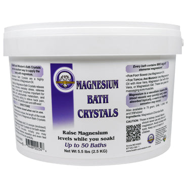Health and Wisdom Inc., Cristaux de bain au magnésium, 5,5 lb (2,5 kg)