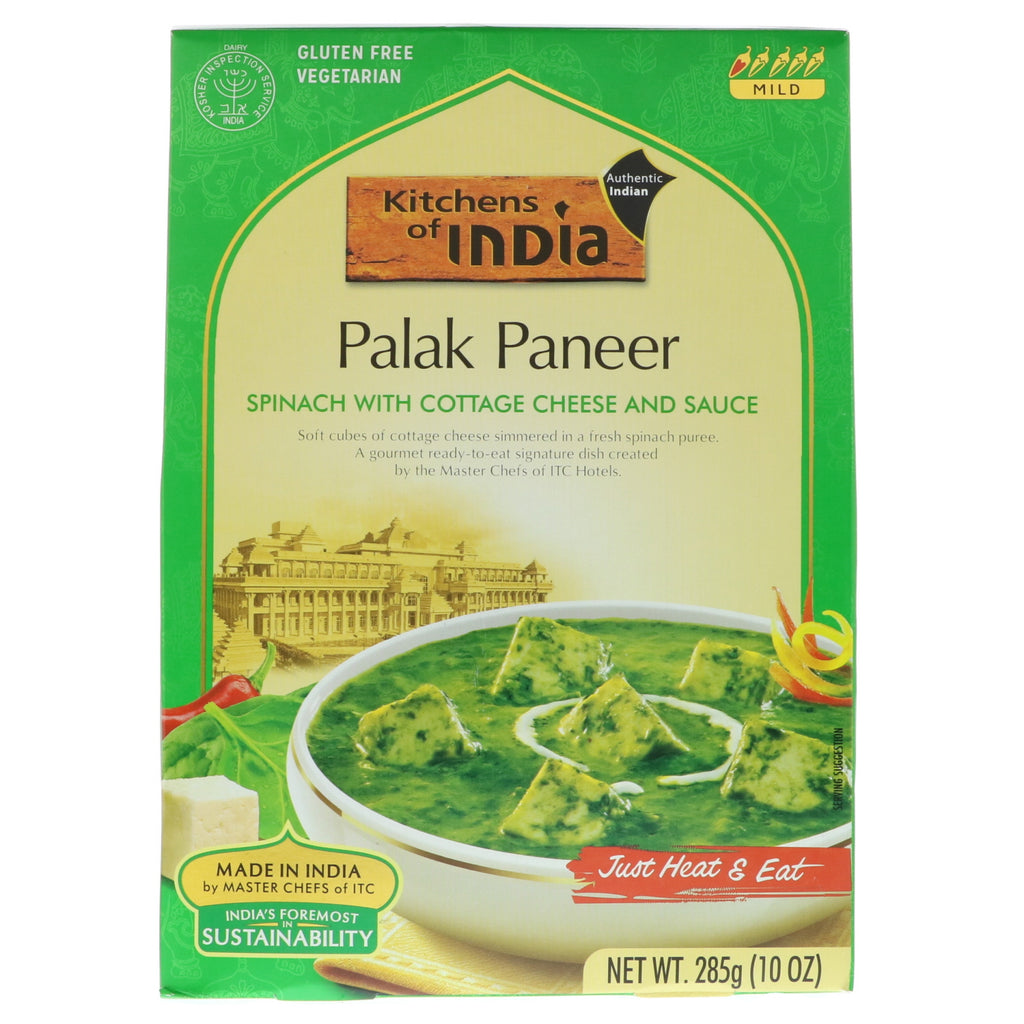 Kitchens of India, Palak Paneer, ผักโขมกับคอตเทจชีสและซอส, รสอ่อน, 10 ออนซ์ (285 กรัม)