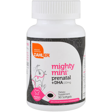 Zahler, Mighty Mini Pré-Natal + DHA, 100 mg, 90 Cápsulas Softgel