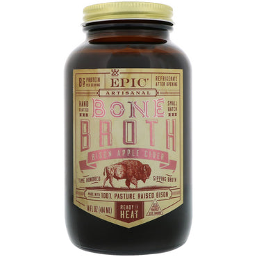 Epic Bar, bouillon d'os artisanal, cidre de pomme de bison, 14 fl oz (414 ml)
