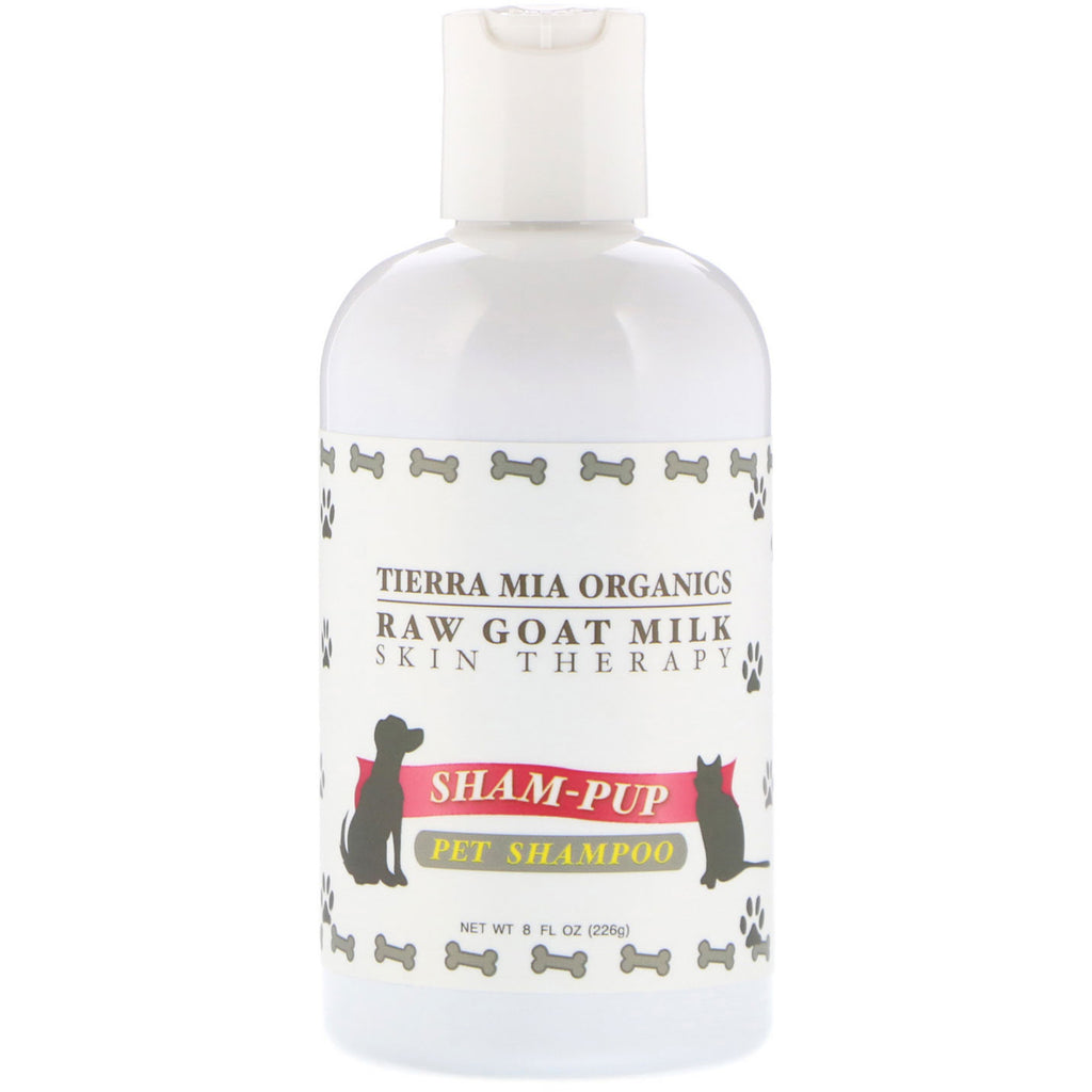 Tierra Mia s, טיפול בעור חלב עיזים גולמי, שמפו לחיות מחמד, Sham-Pup, 226 גרם.