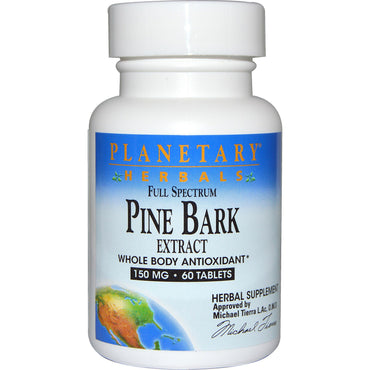 Planetary Herbals, espectro completo, extracto de corteza de pino, 150 mg, 60 tabletas